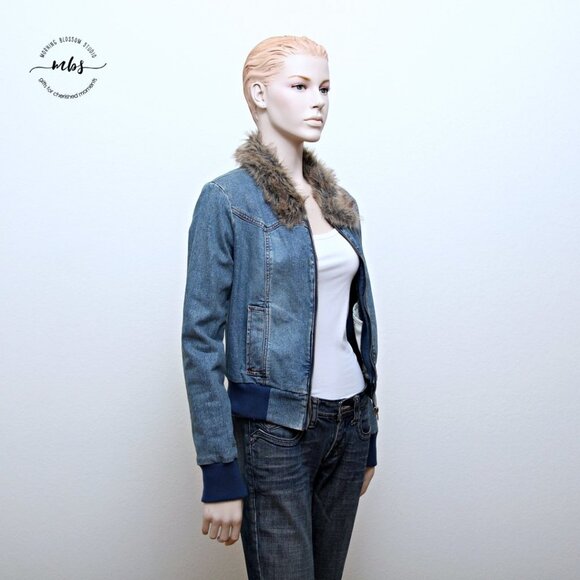 XOXO Jackets & Blazers - XOXO Denim Faux Fur  Cropped Jacket